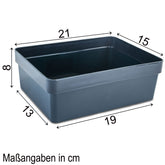 Ordnungsbox - NAVYBLAU Dunkelblau - 21x15x8 cm - 2,2 Liter - Ordnungskorb Schubladenorganizer Organizerbox Ordnungssystem Kunststoff Aufbewahrung Schrank Bad